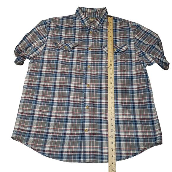 Duluth Trading Co. Men's L Plaid Work Shirt Short Sleeve Gray Blue Western - Picture 6 of 9